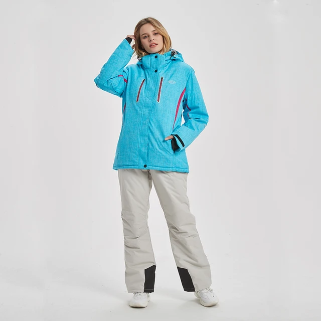 US $59.78 Women Ski Suit Brands High Quality Set Waterproof Warm 30 Degree Skiing Jacket And Pants Winter Ou