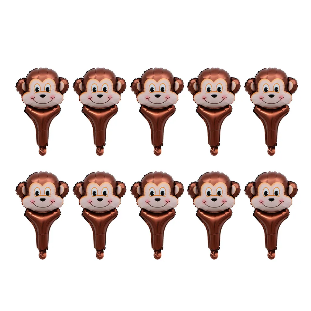 Monkey 10 шт. мультфильм животных ручной воздушный шар с шарами палочки детские игрушки - Цвет: Monkey