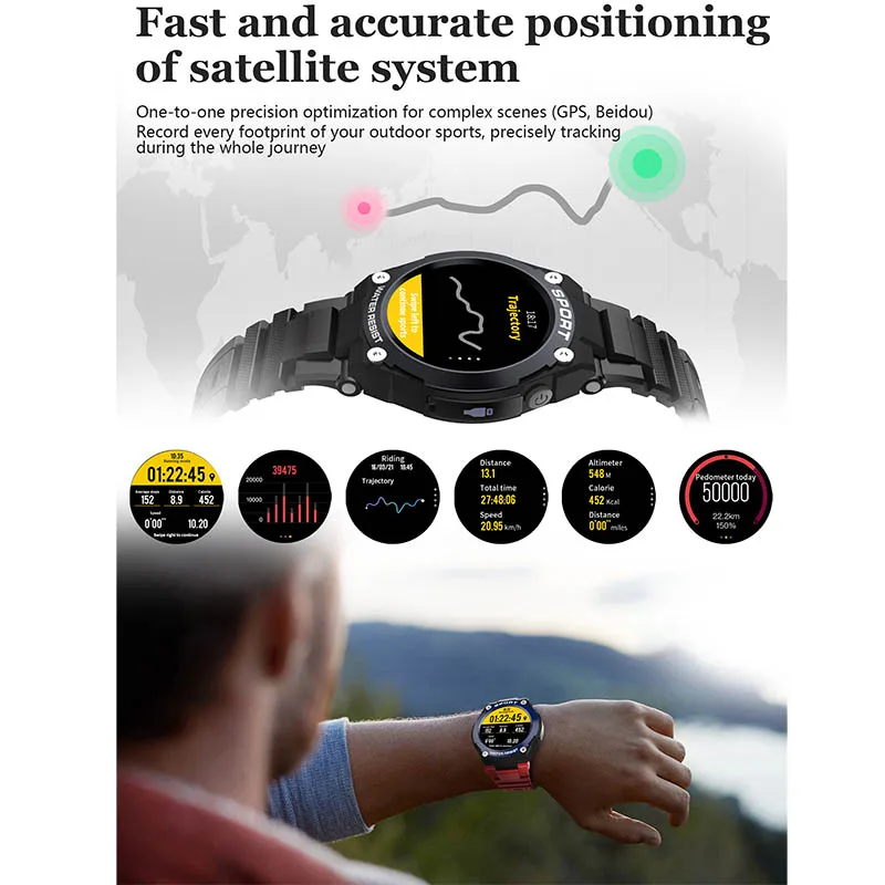 GPS Smart Watch DT97 Men Outdoor Bluetooth Calling TF Card Music Play Heart Rate IP67 Waterproof Compasses Sports Watches