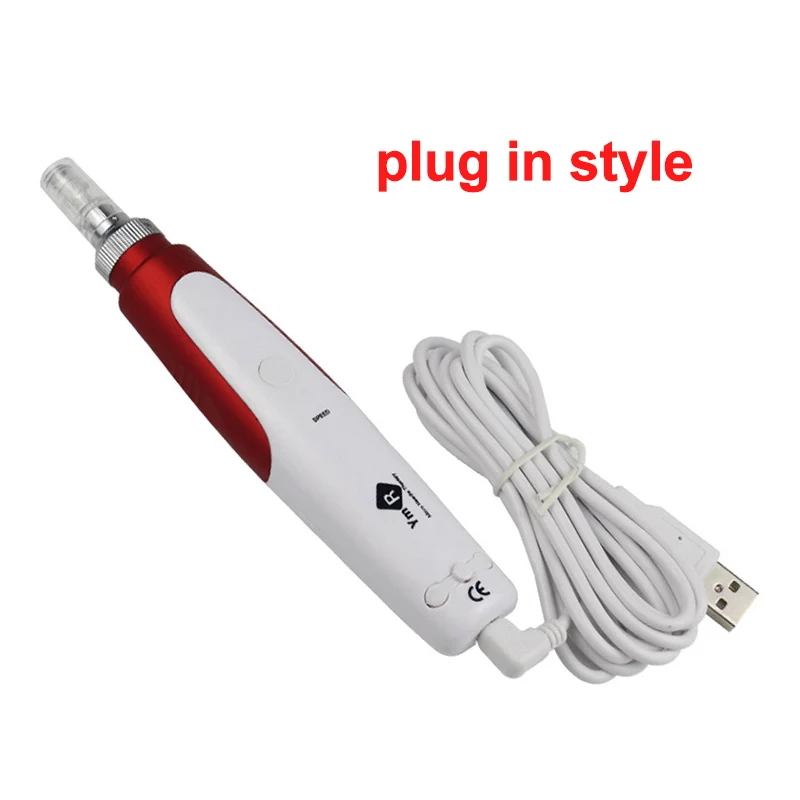plug in style ZGTS байонет Дерма ролик Электрический микро Роллинг ручка Отшелушивающий термоусадочное устройство для удаления пор микроиглы татуировки с 2 шт. картридажем - Цвет: plug in style