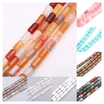 

6*10mm Natural Stone Sandstone Bead agates Crystal Colorful Cylindrical Loose Bead for Bracelet Necklace New Jewelry Making DIY