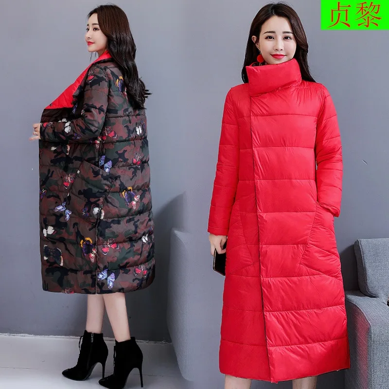 

2018 Winter New Style WOMEN'S Dress Korean-style Mid-length Double-sided Wear down Feather Cotton-padded Clothes Thick Reversibl