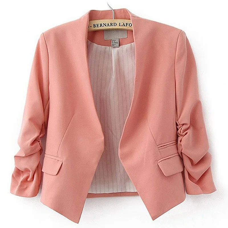 

Girl Long Sleeve Feminine Blazer Femme Pink Blue White Black Blazer Autumn Women Suit jacket 2019 Ladies Blazer