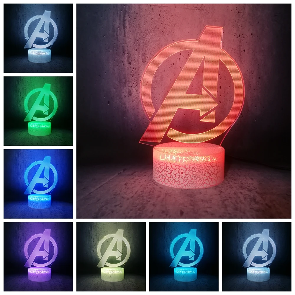 Ночник с логотипом Marvel американский и стиль Мстители знак Луны ночник Lampa Dormitorio