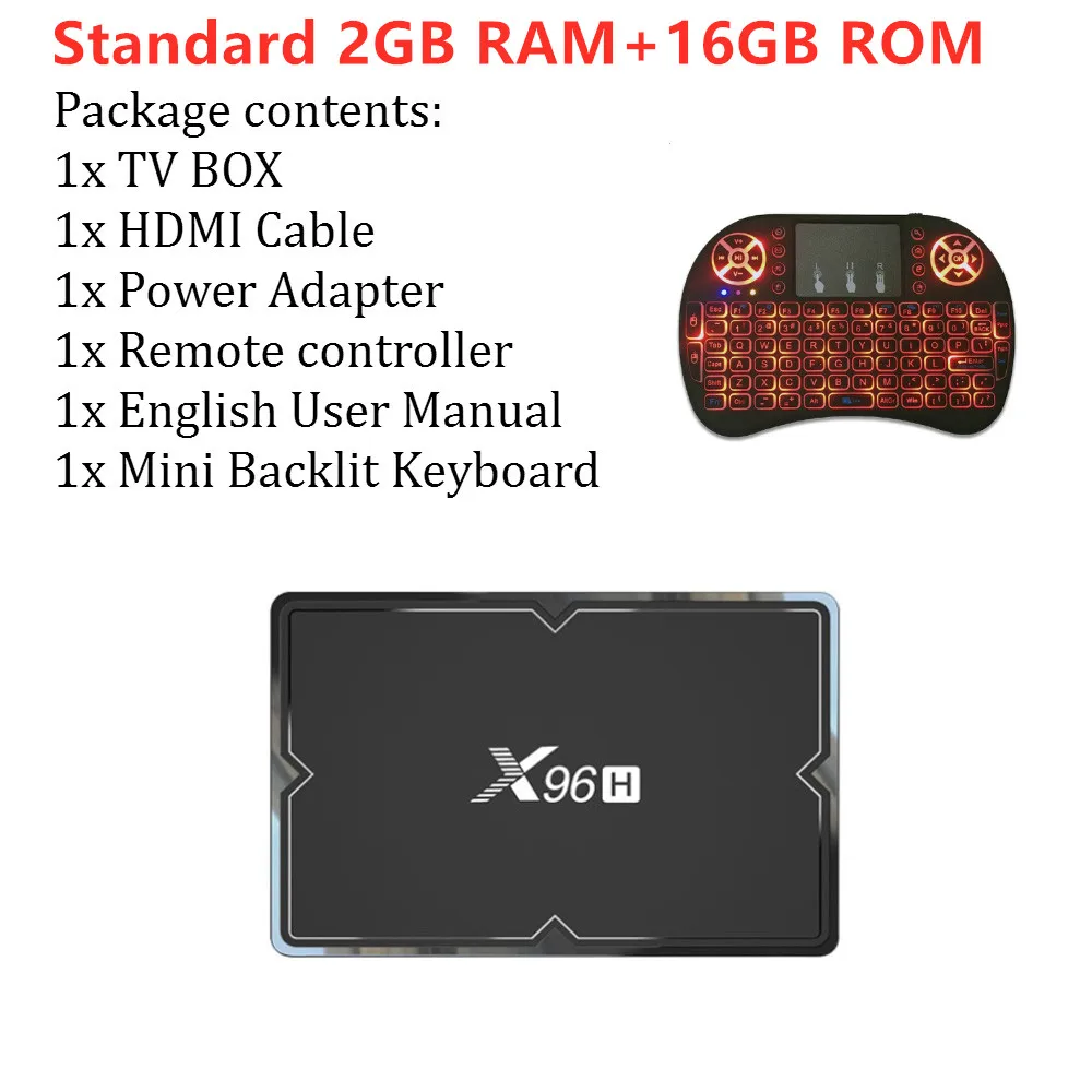 16G backlit keyboard T ТВ коробка 6K Android 9,0 Смарт ТВ коробка X96H Allwinner H603 HDMI Bluetooth 4,1 USB 3,0 2,4G 5G Wi-Fi 2/4G 16/32/64G Media Player - Цвет: 16G backlit keyboard