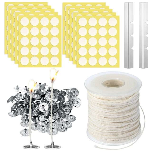 Candle Making Kit,Braided Wick,Wick Sustainer Tabs,Wick Stickers