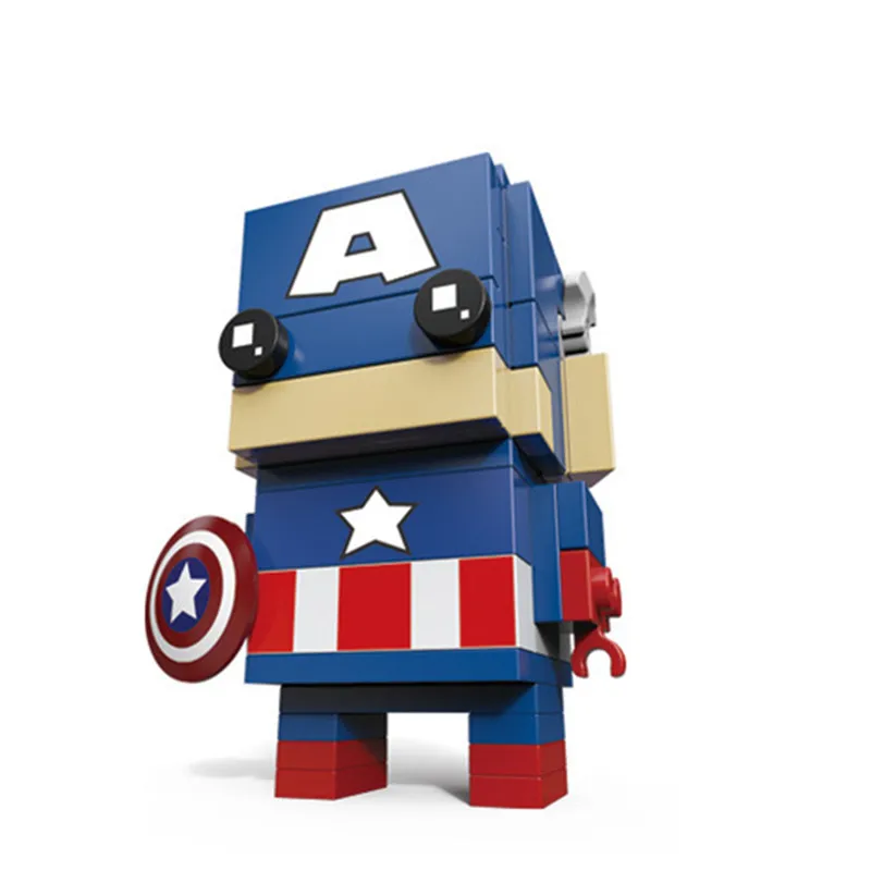 Marvel Avengers Endgame Super Heroes Spiderman Thanos Iron Man Thor Brickheadz Figures Building Blocks Bricks Toys Juguetes - Цвет: Темно-синий
