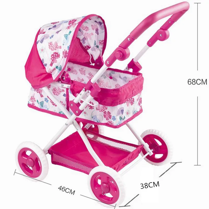 Big Wheel Thickness Pretend Paly Toys Push Trolley 68cm Height Can Adjustable Baby Doll Stroller 2-7years Old