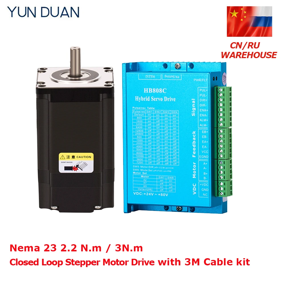 

Nema 23 2.2NM 3Nm Closed Loop Stepper Motor Drive Kit Hybird Easy Servo Driver 57mm 2 Phase DC Step Motor for CNC