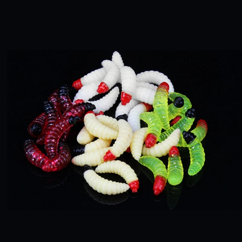  50pcs/lot Fishing Lure Soft Swim Baits PVC Insect Artificial Baits Bread Bug Worm Simulation Colori