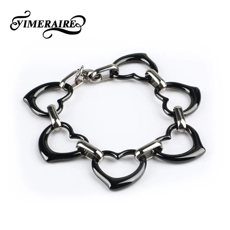 TUHE Романтический Любовник Сердце черный керамический браслет из нержавеющей стали с здоровым гладким керамический браслет женский модный ювелирный подарок