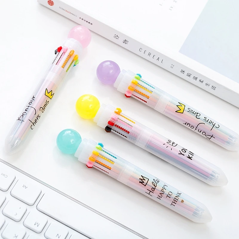 

Creative Cute Candy Color Multi 10 Color Ballpoint Pen Writing School Supplies