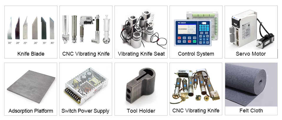 WaveTopSign CNC кожа Вибрирующая головка ножа+ Держатель головки+ Наклонный нож+ тянущийся нож+ Круглый вибрирующий нож+ колесо давления