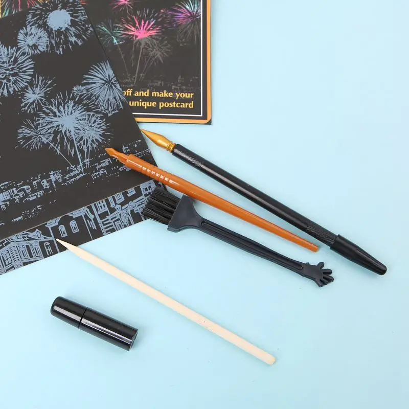 5Pcs Painting Drawing Scratch Arts Set Stick Scraper Pen Tools Creative DIY