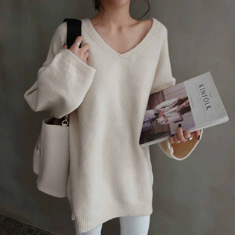 

HAYBLST Brand Sweater Women Autumn Winter Casual Fashion Tops Plus Size Loose Kawaii Korean Style Long Sleeve Knitting Clothing