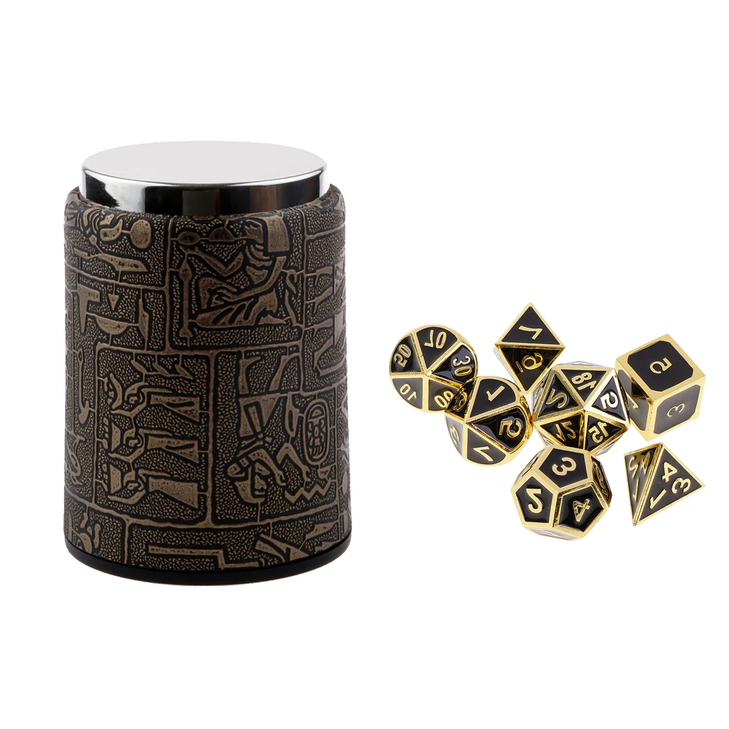 7 pieces Metal Polyhedral Dice for Dungeons & Dragons Dice Table Games RPG MTG+Dice Cup #1