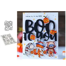 Halloween animal party Metal Cutting Dies and clera stamps for DIY Scrapbooking Card Making Decoration Supplies