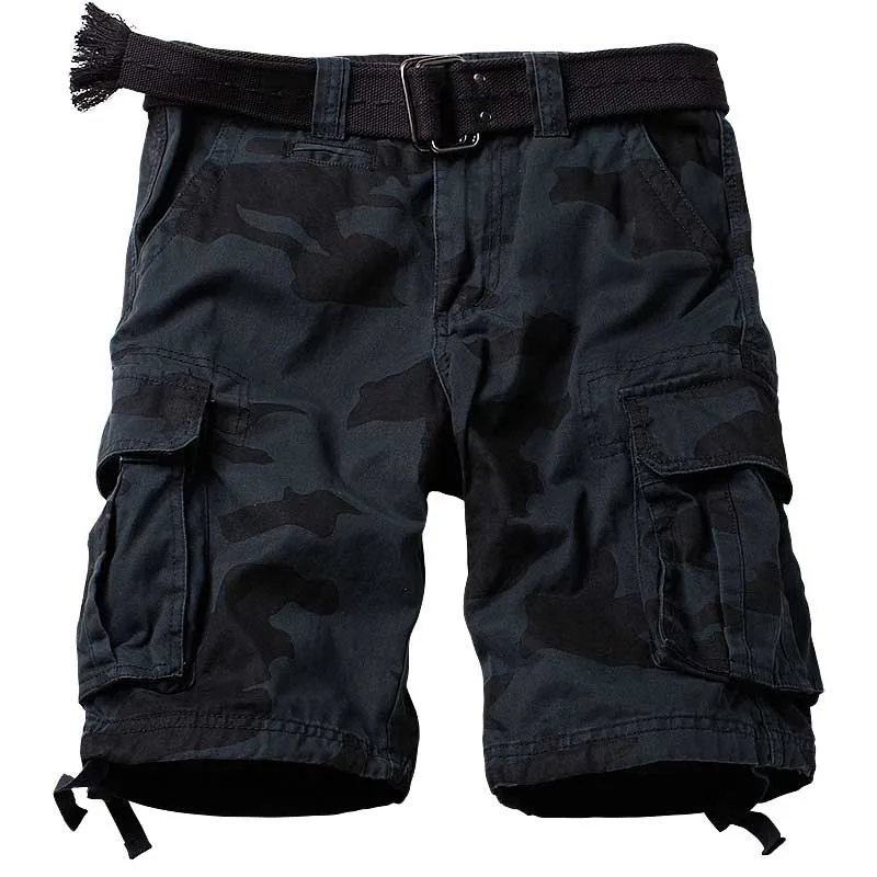 Мужские шорты-карго камуфляжного цвета, повседневные, хлопковые, свободные, мешковатые, пляжные шорты в военном армейском стиле, хлопковые шорты, мужская одежда
