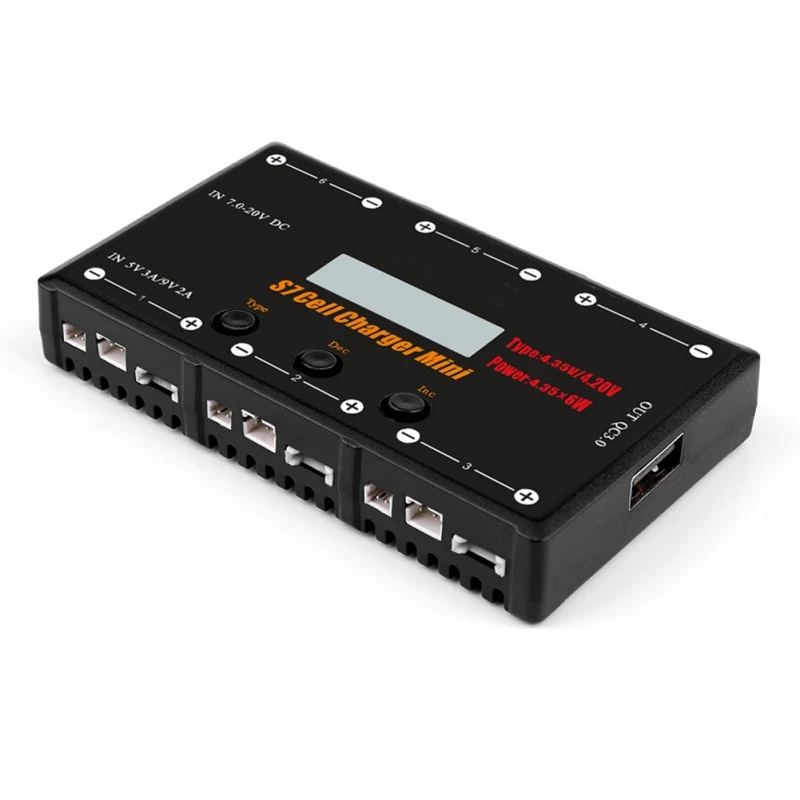 S7 1S 4.35W Battery Charger 6CH Color Screen LiPO/LiHV Aeromode Battery Fittings with Micro