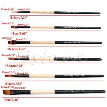 

6 Pcs/Set Flat Nylon Hair Paint Brush Gouache Acrylic Oil Painting Art Craft