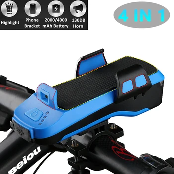 

4 in 1 Bicycle Phone Holder for iPhone X Samsung S8 Power Bank Charger Phone Stand Bike Light Handlebar Mobile Phone Bracket