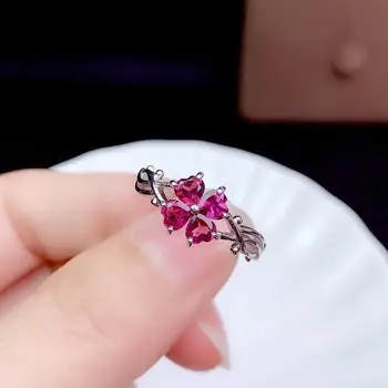 

New natural magnesia aluminum garnet ring 925 silver women's heart-shaped romantic confession exclusive jewelry