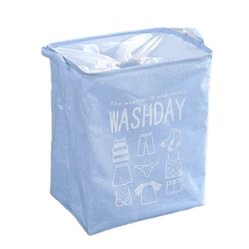 

Cotton And Linen Dustproof Home Waterproof PE Quilt Organizer Clothes Storage Basket Toy Folding Large Capacity Drawstring Lid
