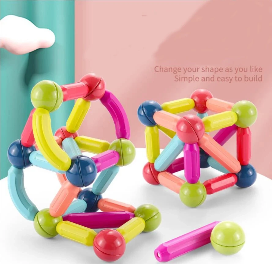 

Magnetic Designer Bar Magnet Sticks with Ball Kid Magic Block Construction Building Stacking Game Educational Toy for Children