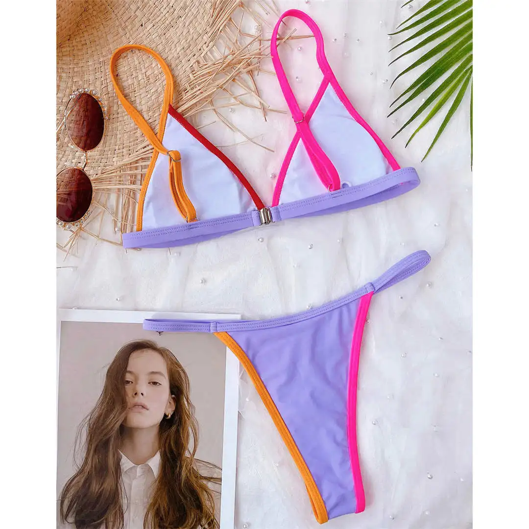 2020 Neon Green Bikini Women Swimwear Female Swimsuit Two-pieces Bikini set High Leg Cut Thong Bather Bathing Suit Swim V2445