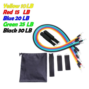 

11 Pcs/Set Latex Resistance Bands Crossfit Training Exercise Yoga Tubes Pull Rope,Rubber Expander Elastic Bands Fitness with Bag