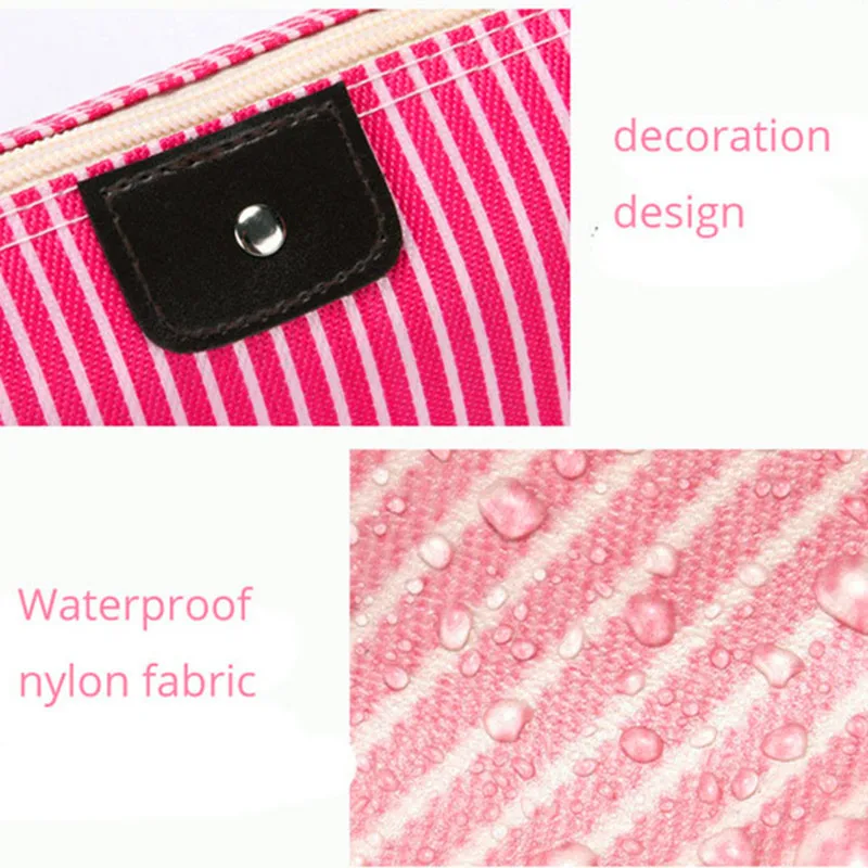 New Women Fashion Travel Cosmetic Bag Striped Foldable Dumpling Bag Large Capacity Ladies Make Up Bags Cosmetic Case Bling Bag