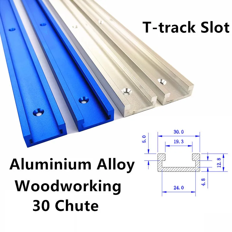 Aluminium Alloy T-track Slot Miter Track Jig Fixture for Router Table Bandsaws Woodworking DIY Tool Length 300/400/500/600/800MM