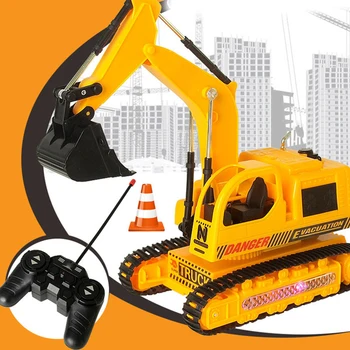 

MrY RC Toys Large Five Channel Charging Rc Excavator Remote Control Four-wheel Children Toy Engineering Vehicle Toy for Kids