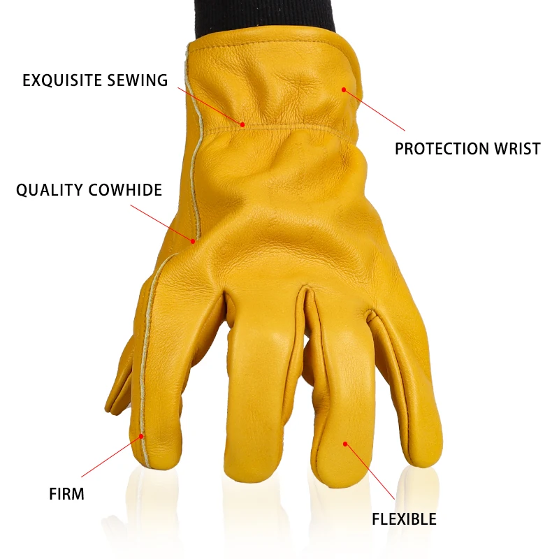QIANGLEAF Thick Cowhide Rock Climbing Leather Industrial Mechanic Working Glove Safety Protectiove Repair Welding Breathable 3ZG work gloves protective gloves