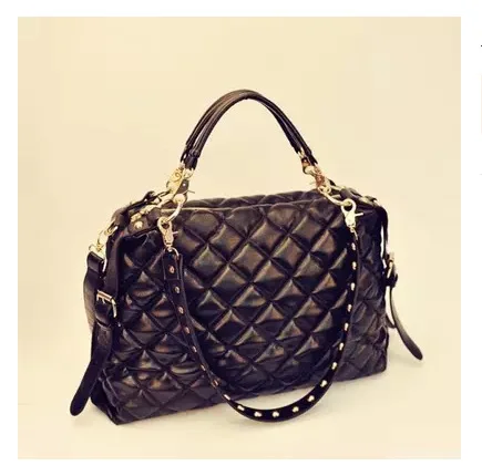 

2019 Spring New Style WOMEN'S Bag Bag Europe And America Fashion Casual Hand Bubble Rhombus Shoulder Large Bag Large Capacity