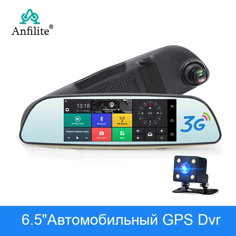 Автомобильный видеорегистратор Anfilite 3G Mirror 6 5 &quotIPS Dash Cam Full HD 1080 P камера Android 0 GPS