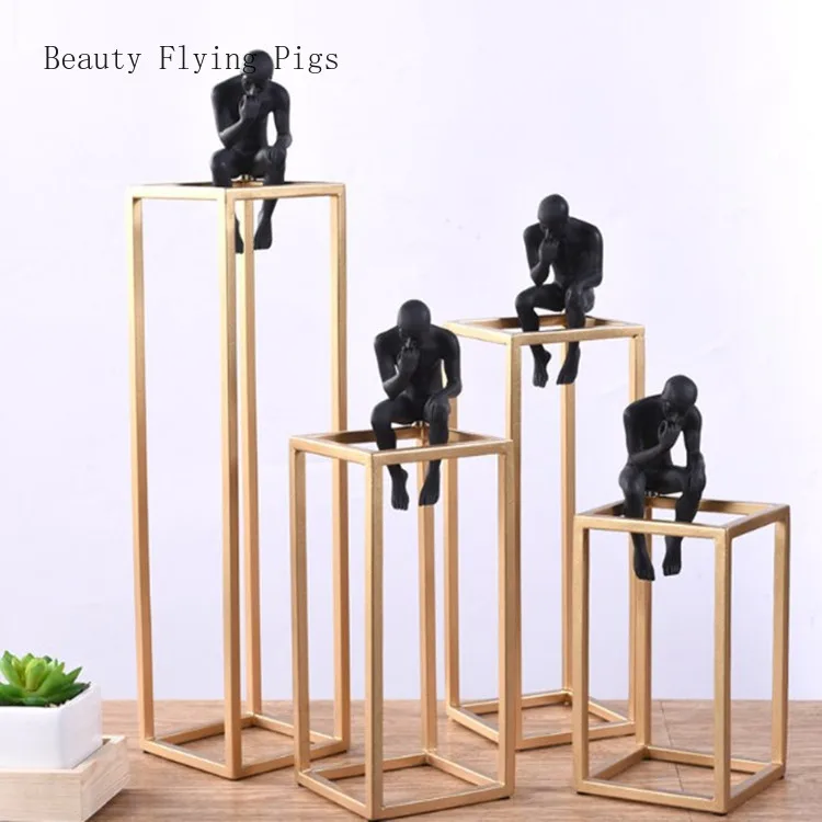 

Direct sales new geometry ornaments furnishings meditator ornaments modern characters thinking wrought iron resin ornaments