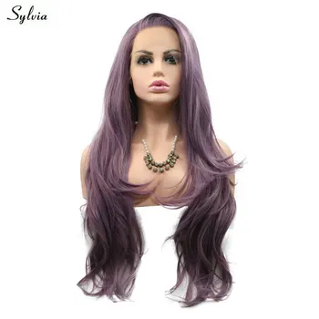 

Sylvia Synthetic Lace Front Wigs Silky Lavender Purple Long Body Wave Wigs Heat Resistant Fiber Wigs for Women Natural Looking