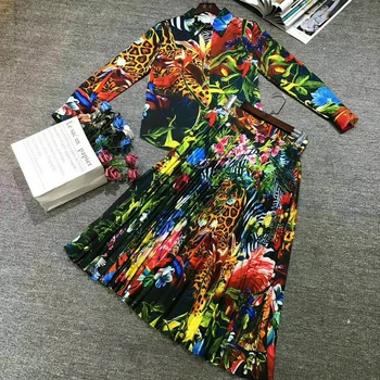 

Runway Dress Lady Hight Quality Pleated Dress Casual Fashion Dress