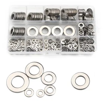 

395Pcs Stainless Steel Plain Washer M4/M5/M6/M8/M10/M12 304 Metric Insulated Metal Screw Flat Washer Gasket Assortment Kit