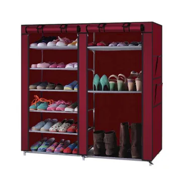 

Wine Red Multilayer Shoe Rack Dustproof Nonwoven Fabric Shoe Cabinet Home Standing Space-saving Stand Holder Shoes Organizer