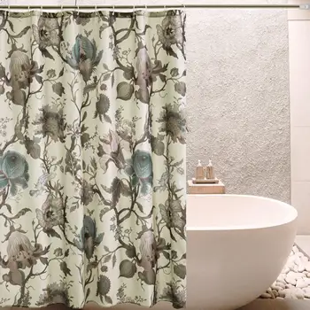 

Printed Shower Curtain Waterproof Curtains with Rings for Bathroom ( ,Morris Red)