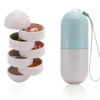 

Pill Box Pill Storage Case Mini Sealed Pill Organizer Weekly Pillbox (Blue and White) 1 Set of Stackable
