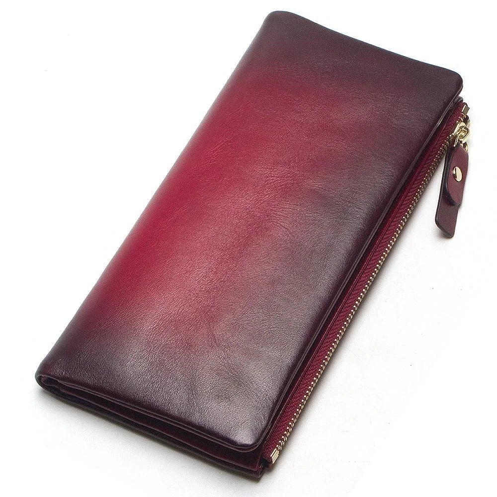 

Wallet Long Retro Men Zipper Simple Clutch Bag Genuine Leather Multi-functional Wallet Women's Mobile Phone Bag