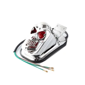 

Chrome 12V Motorcycle Bike Skull Tombstone Brake Tail Light Signal For Harley Softail Springer