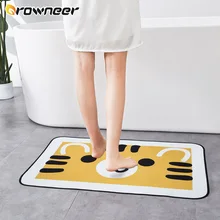 Anti-slip Bathroom Mat Absorbent Bathtub Side Floor Rug Shower Room Doormat Cartoon Tiger Pattern Crystal Velvet Home Decor