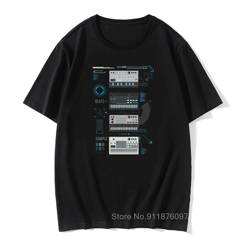 Per Uomo Korg Volta Keys Series Basic Blue Music T Shirt Quality Print Rock And Roll O Neck T-Shirt Vintage