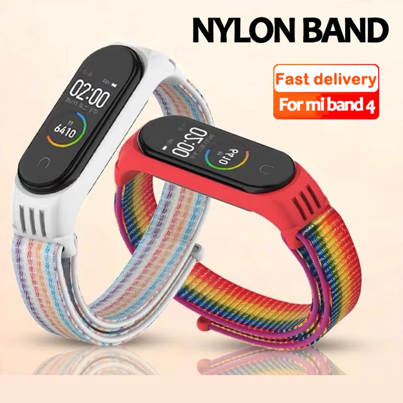 Нейлоновый ремешок для xiaomi mi band 4 браслет NFC умные часы замена 3 цветной Ремешок