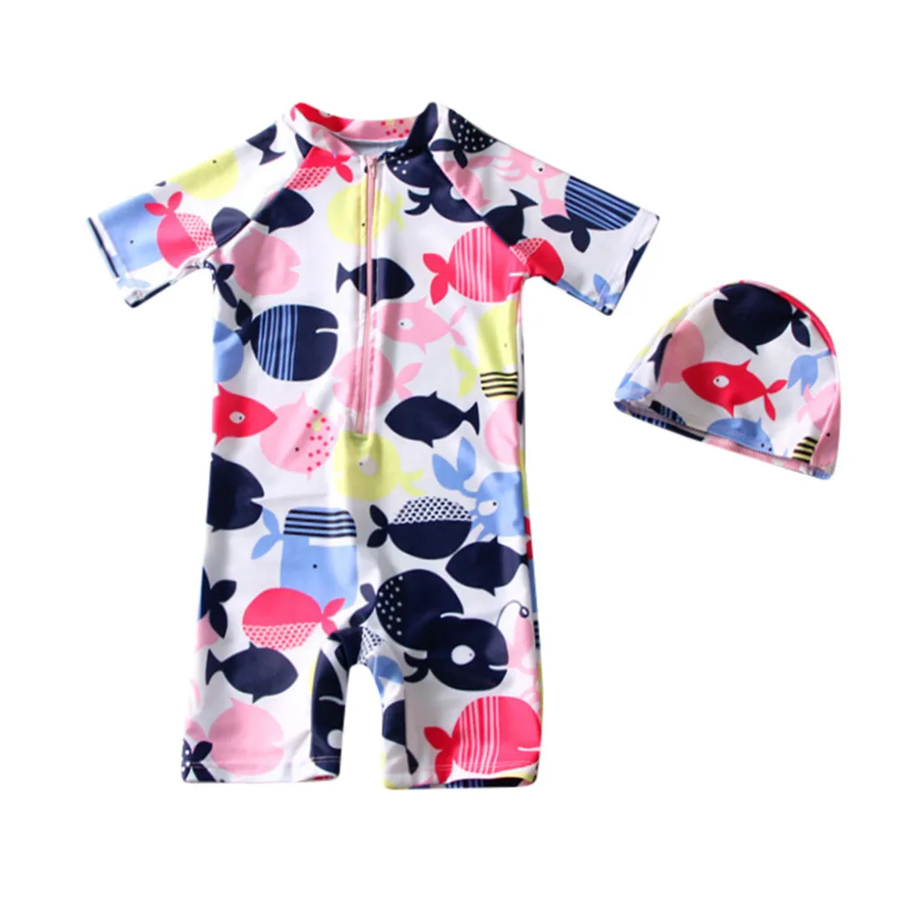 

Kids Boy Swimming Suits One Piece Printed Baby Boys Swimwear Beach Suit Summer Short Sleeve Bathing Suit summe beach wear 2021