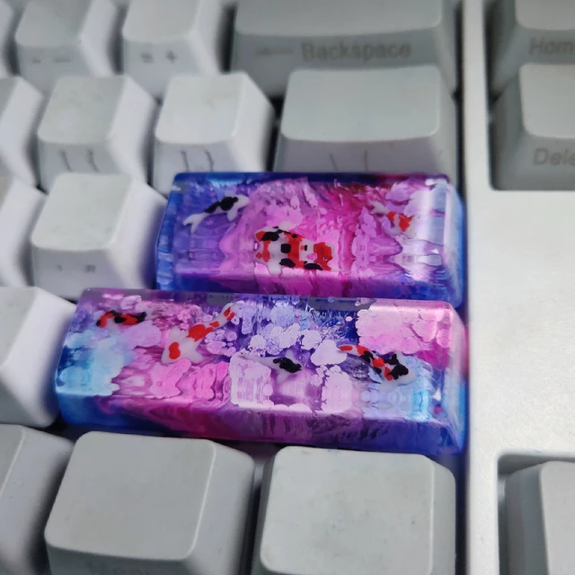 Teclas de resina Koi con retroiluminación, teclas de color rosa, azul y  rojo, 1.75u, teclas de bloqueo para Cherry Mx Switch, teclas de teclado  mecánico para juegos - AliExpress